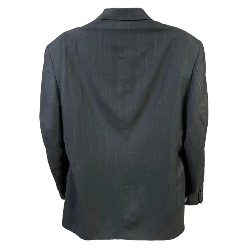 Vintage Rue Royale By Nino Cerruti Men Gray Pinstripe 80s Two Button Suit Jacket